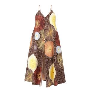 Plus Size Sleeveless Maxi Dress with Radiant Circle Print 4XL